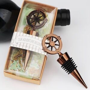 🍾 10pc Compass Bottle Stopper Party Facors- “Our Adventure Begins!”- NWT